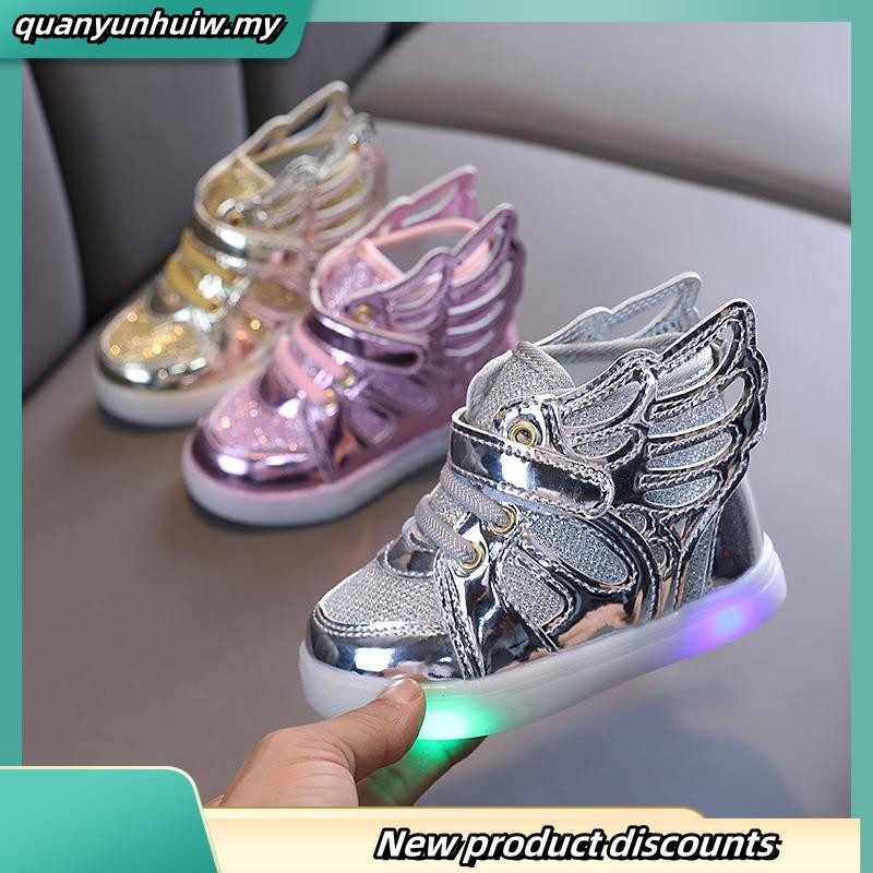 , ,Autumn New Products Children LED Light-Up Wings Shoes Girls Breathable Fashion Casual Shoes Boys Soft-Soled Toddler Shoes