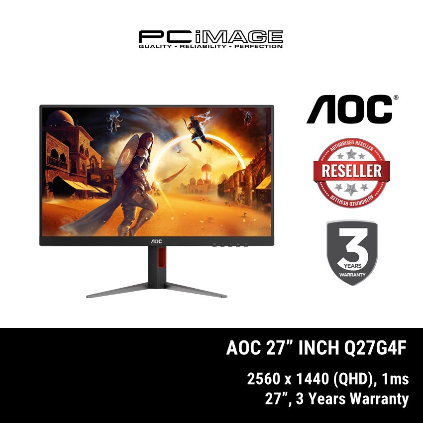 AOC Q27G4F 27" QHD 180Hz Gaming Monitor ( DP, HDMI, 3 Yrs Warranty )