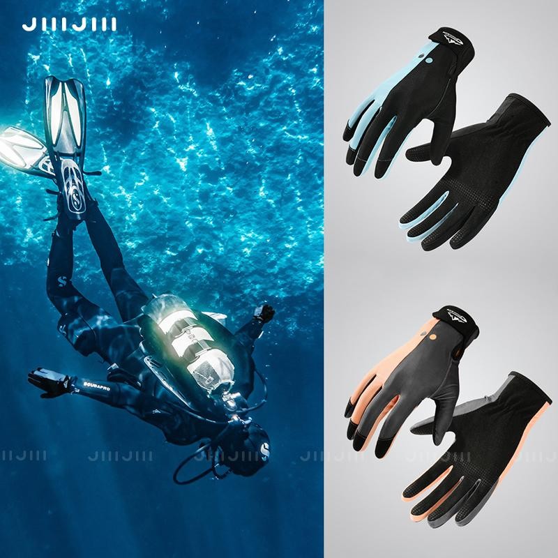 JIIIJIII Diving gloves Outdoor sports gloves Rafting, sailing, surfing, cycling gloves Summer ice silk breathable fabric Microfiber wear-resistant and non-slip