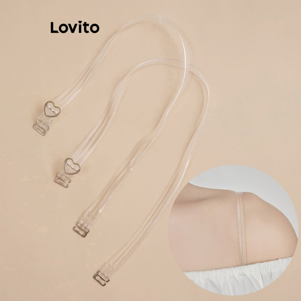 Lovito Cute Plain Heart Transparent Adjustable Strap Casual Lingerie Accessories for Women L8LD006 (Silver) Lovito Aksesori Pakaian Dalam Kasual Tali Dapat Disesuaikan Transparan Hati Polos Lucu untuk Wanita L8LD006 (Perak)