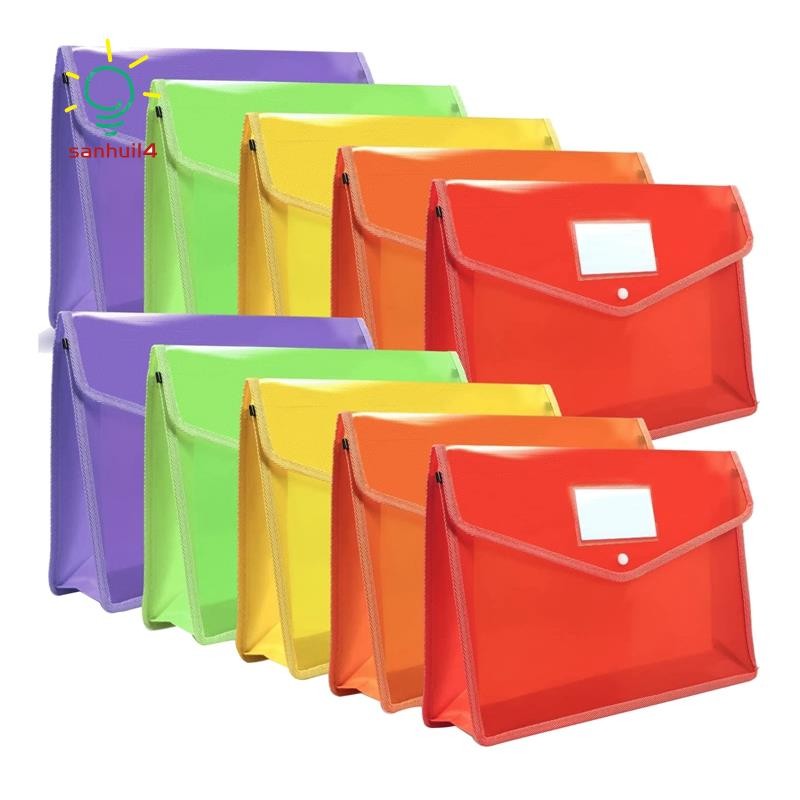 10-Pack Plastic Folder Legal Size Expandable Document Folder with Snap Closure, B4 Extended Document Envelope Pocket