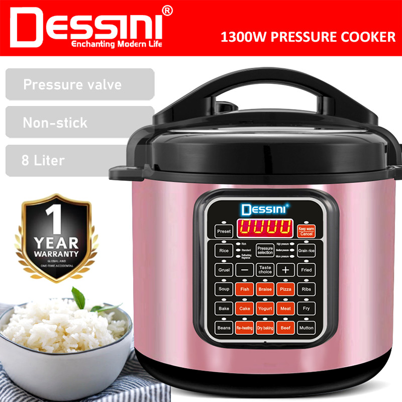 DESSINI ITALY 10 IN 1 8L Electric Digital Pressure Cooker Non-stick Stainless Steel Inner Pot Rice Cooker Steamer