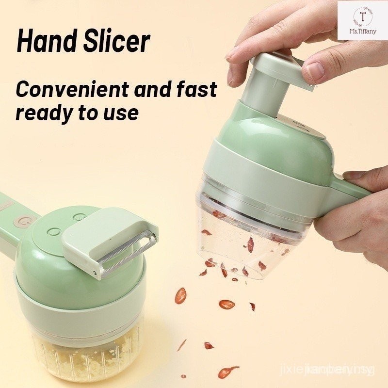 【In stock】4 IN 1 Portable Electric Slicer /Masher /Garlic Chopper With Peel Function AV23 VCTP