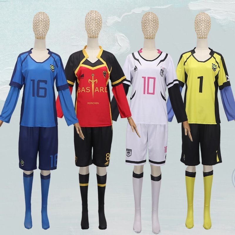 Anime Blue Lock Bastard Munchen Cosplay Costume Blue Prison Jersey Cos Costume German Team Red and Black Ball Uniform Animation Cosplay Jie Shiyi