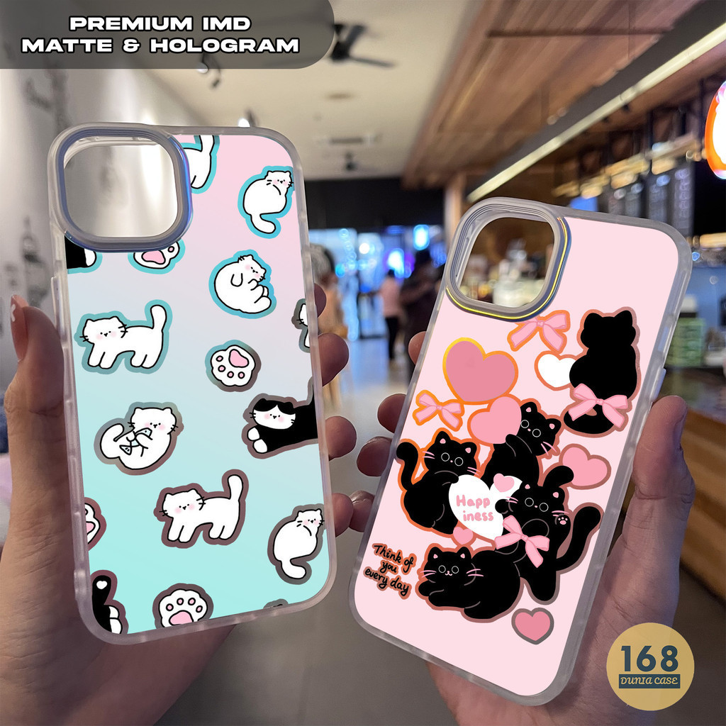 Case Iphone 15 12 11 13 14 XR X XS SM475 Cute Cat Casing Hologram Rainbow Aurora Rainbow Latest