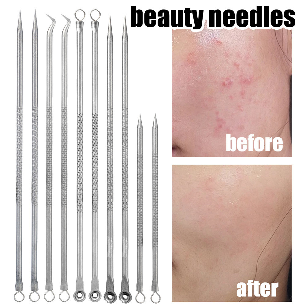 Pimple Popper Tool Kit - Stainless Steel Double Head Acne Hook - Professional Face Skin Blemish Extractor Tool - Blackhead Remover Acne Needle - Beauty Set Tool