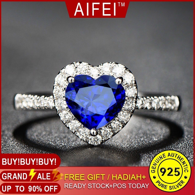 Hot European And American S925 Silver Jewelry Royal Blue Heart-Shaped Sapphire Ring Women's Colorful Gemstone Ring qu-1807