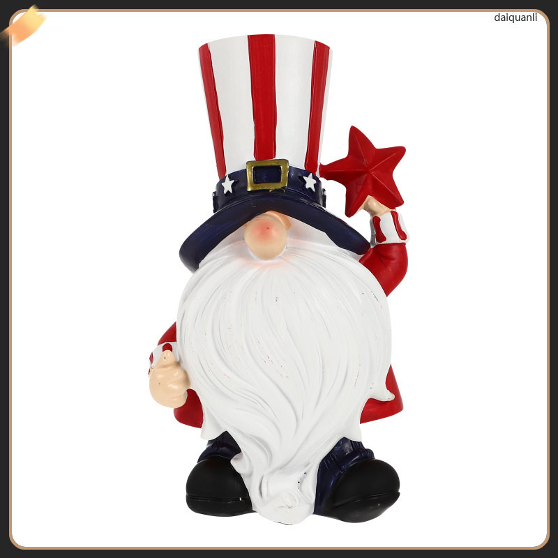 Decor Gnome Collectible Figurines Independence Day Patriotic Gnomes Statue Dwarf Desktop Decorate 8X8CM Resin daiquanli