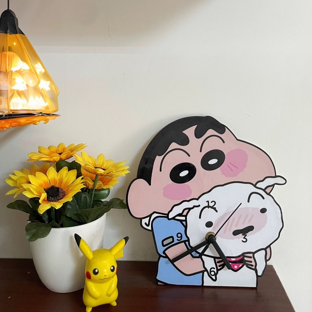 Crayon Shin-Chan alat letak barang Jam Dinding jam jam loceng Jam Dinding Elektronik Ruang Tamu jam Siri Periferal aksesori Kartun hadiah