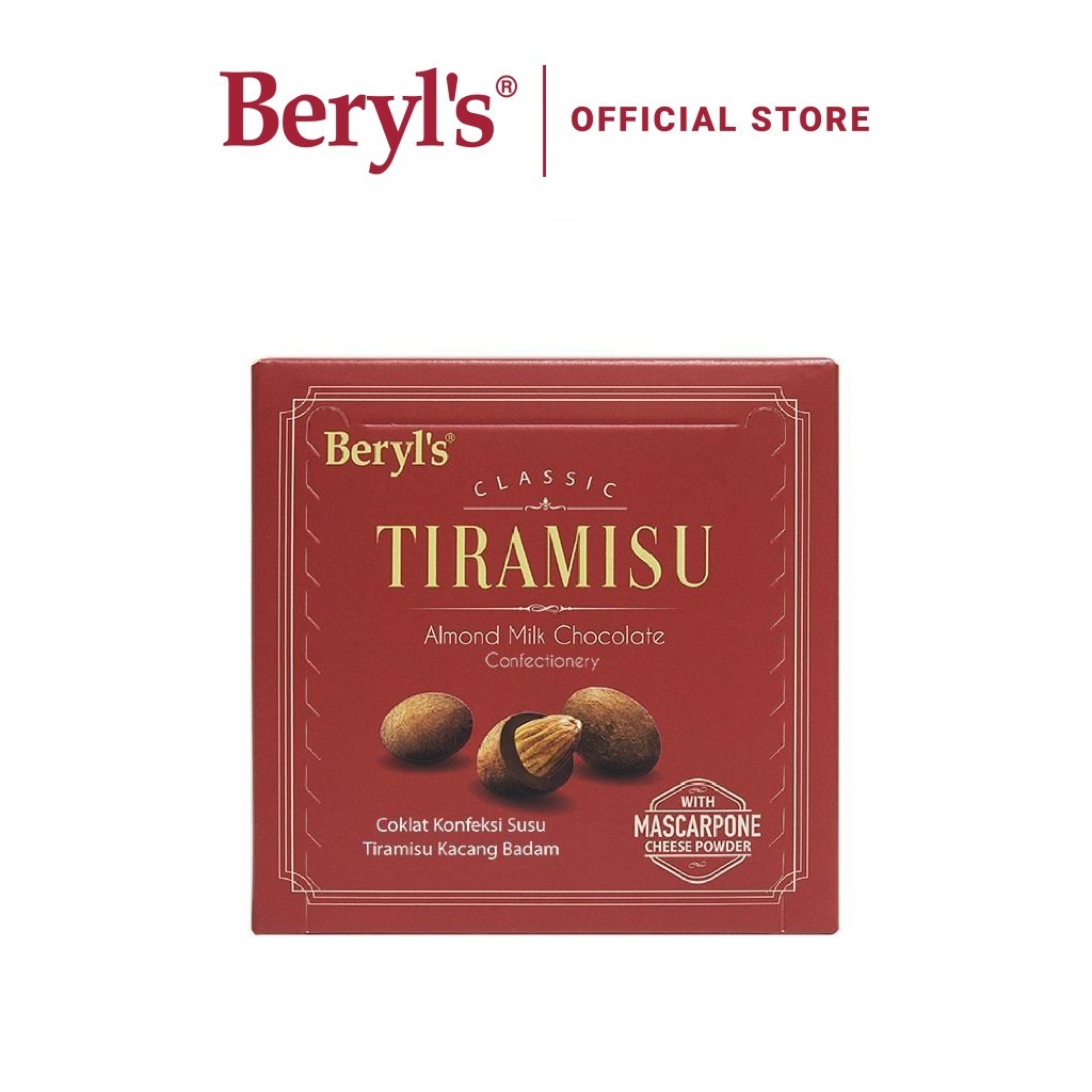 Beryl’s Coklat Konfeksi Susu Tiramisu Kacang Badam | Beryl’s Classic Tiramisu Almond Milk Chocolate Confectionery (65g)