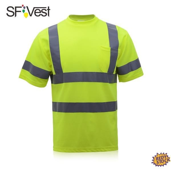 ✨Ready Stock✨ Pakaian Kerja Lelaki Pantulan baju SFVest Reflective T-Shirt Road Administration Construction Safety T-Shirt Cycling Clothes Short Sleeve Traffic Highway Reflective S