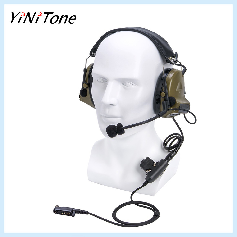 Green Aviation Pilot Headset Microphone Noise Reduction Hearing Protection Shooting Headphone U94 PTT For HYT Hytera PD680 X1P PD660 PD600 HYTERA AR 685