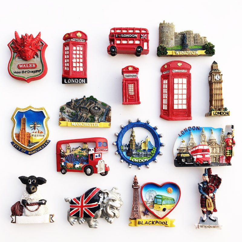 Refrigerator Magnets British London Double-Decker Bus Scottish Bus London Classic Landscape Travel Souvenirs Decorative Crafts Magnets Refrigerator Stickers