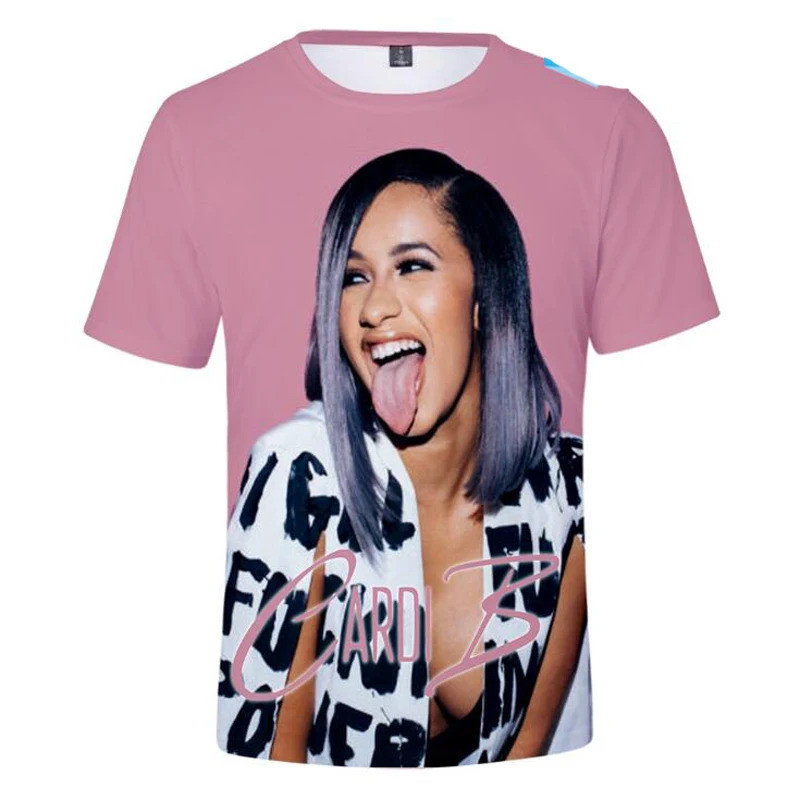 2023 hot Sale Singer Cardi B 3D Printed T-shirtmen/women Fashion Casual Harajuku Summer T-shirt Short Sleeve Sweatshirt Top