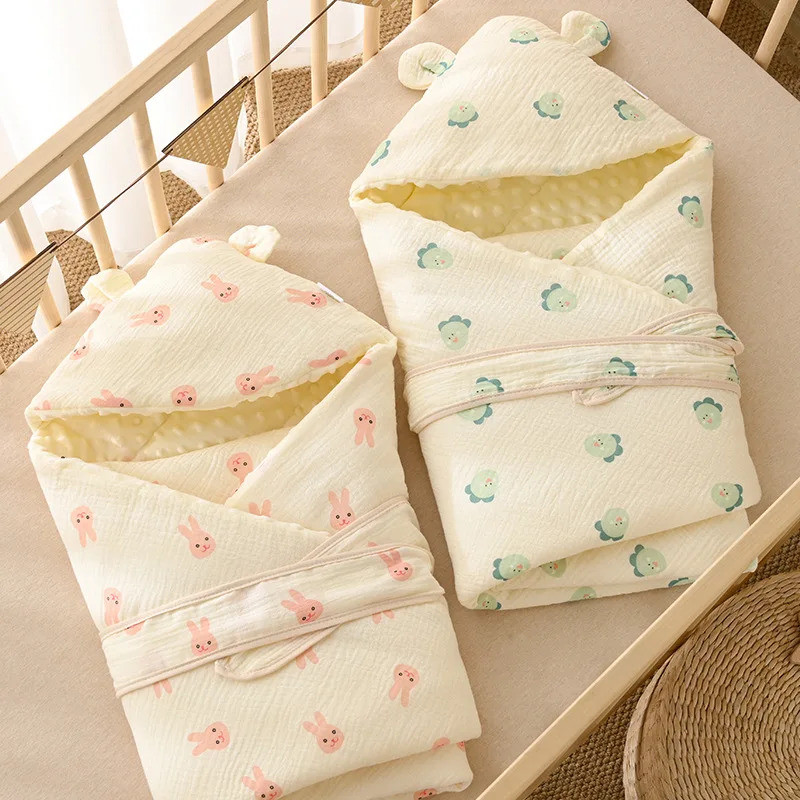 Baby Swaddle Blanket Newborn 100% Cotton Sleepin Babies Blankets Cover Infant Warm Sleep Sack With straps for 0-1Y 90*90cm