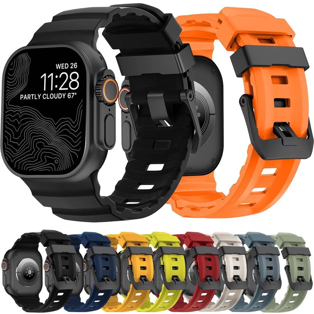 Sport Band For iWatch Ultra2/1 10 9 8 7 6 SE 5 4 Soft Silicone Titanium Bracelet Strap For iWatch 42mm 44mm 45mm 46mm 49mm