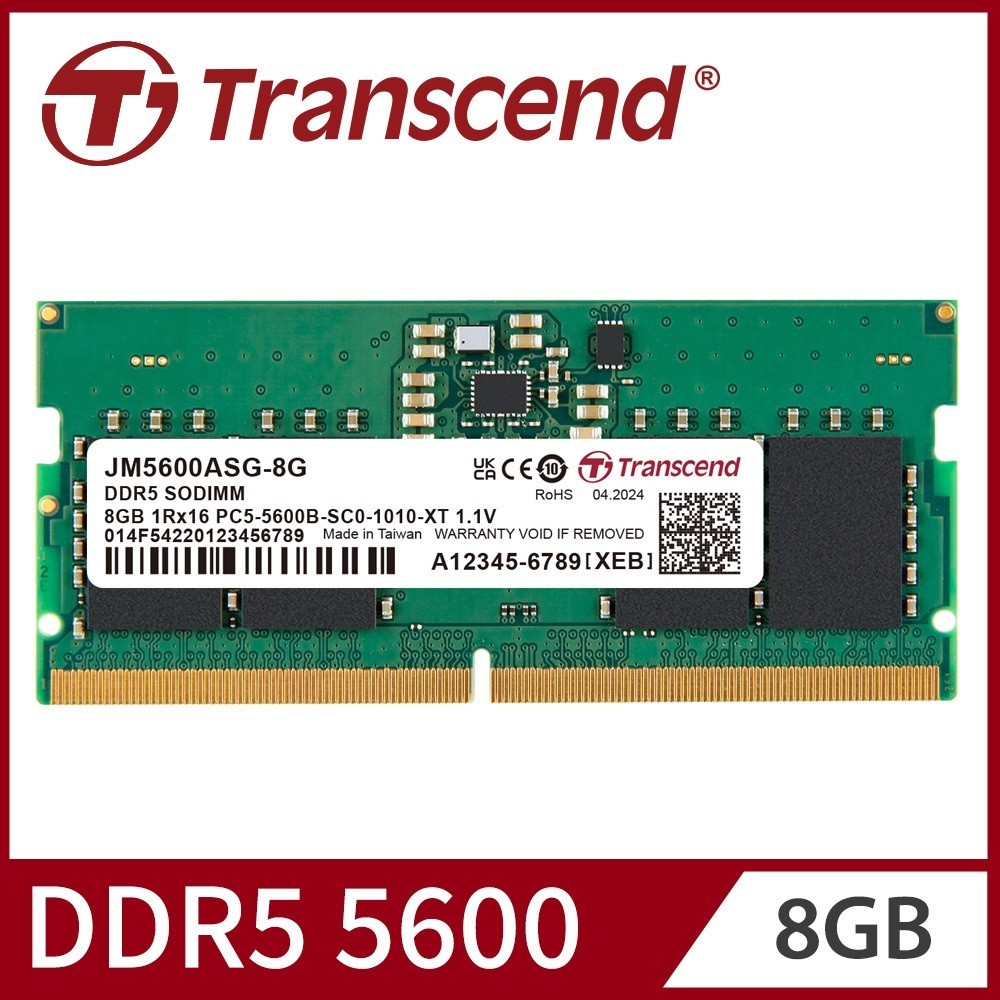 TRANSCEND Jetram Desktop Pc (U-Dimm) / Laptop Notebook (So-Dimm) 5600MHZ DDR5 Memory Ram - 8GB 16GB 