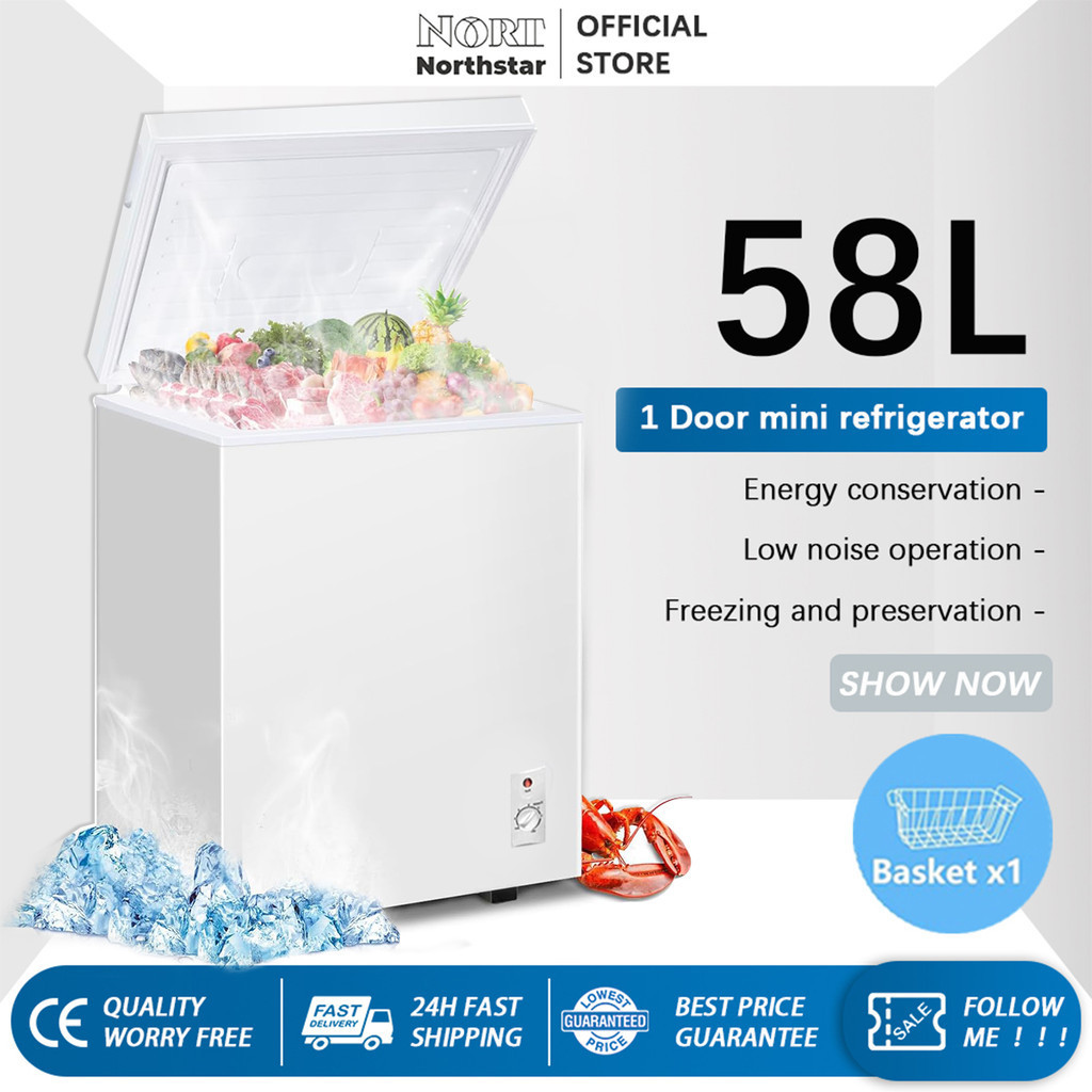 Chest Freezer chiller freezer mini fridge with freezer 58L freezer basket 冷凍冰箱 peti ais peti sejuk 冰箱冰柜