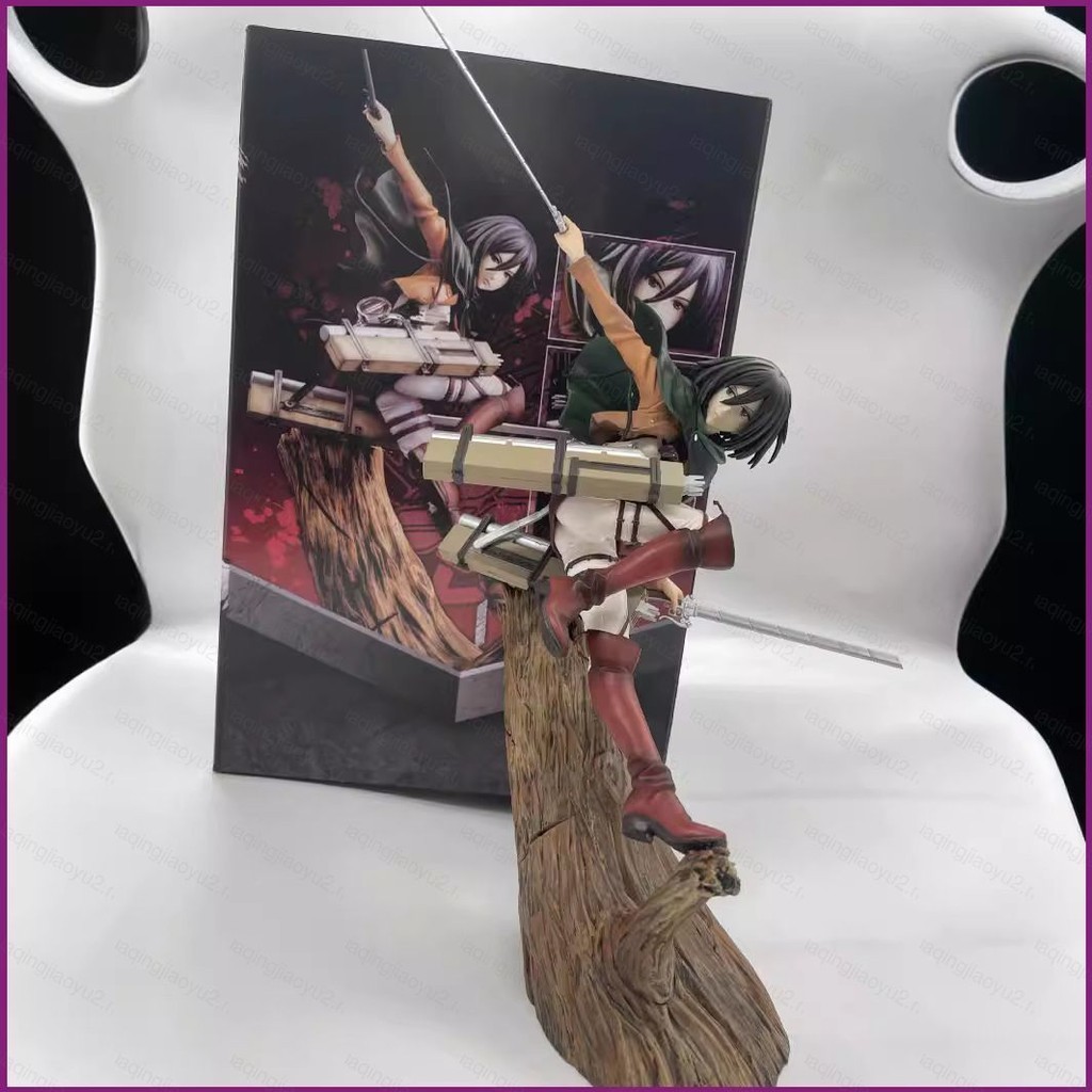 【HQ2】 Attack On Titan Action Figure Levi Troop Commander tree stump Swing a knife Model Dolls ToyCollection Ornament