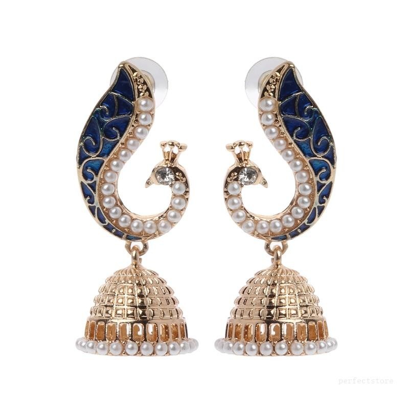 Retro Indian Bollywood Peacock Jhumka Jhumki Drop Earrings