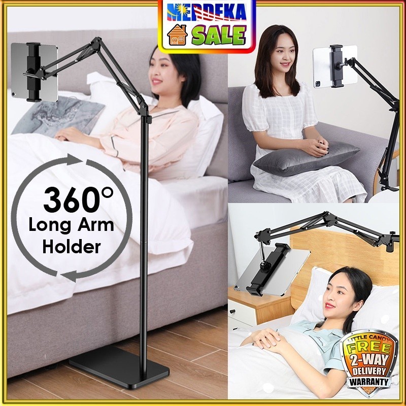 Long Arm Lazy Phone Tablet Live Metal Stand I Adjustable Foldable Lazypod Mobile Clip Holder for Bed Desktop Floor 懒人支架