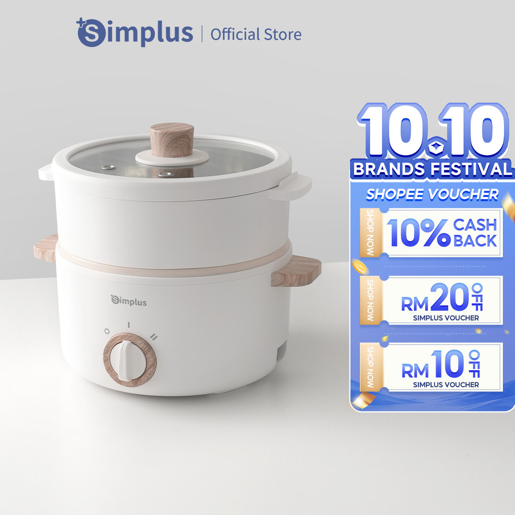 Simplus Multi Electric Cooker Ceramic Coating Non Stick Comes WIth Steamer Electric Multifuction Cooker (1.5L/630W) DZGH003