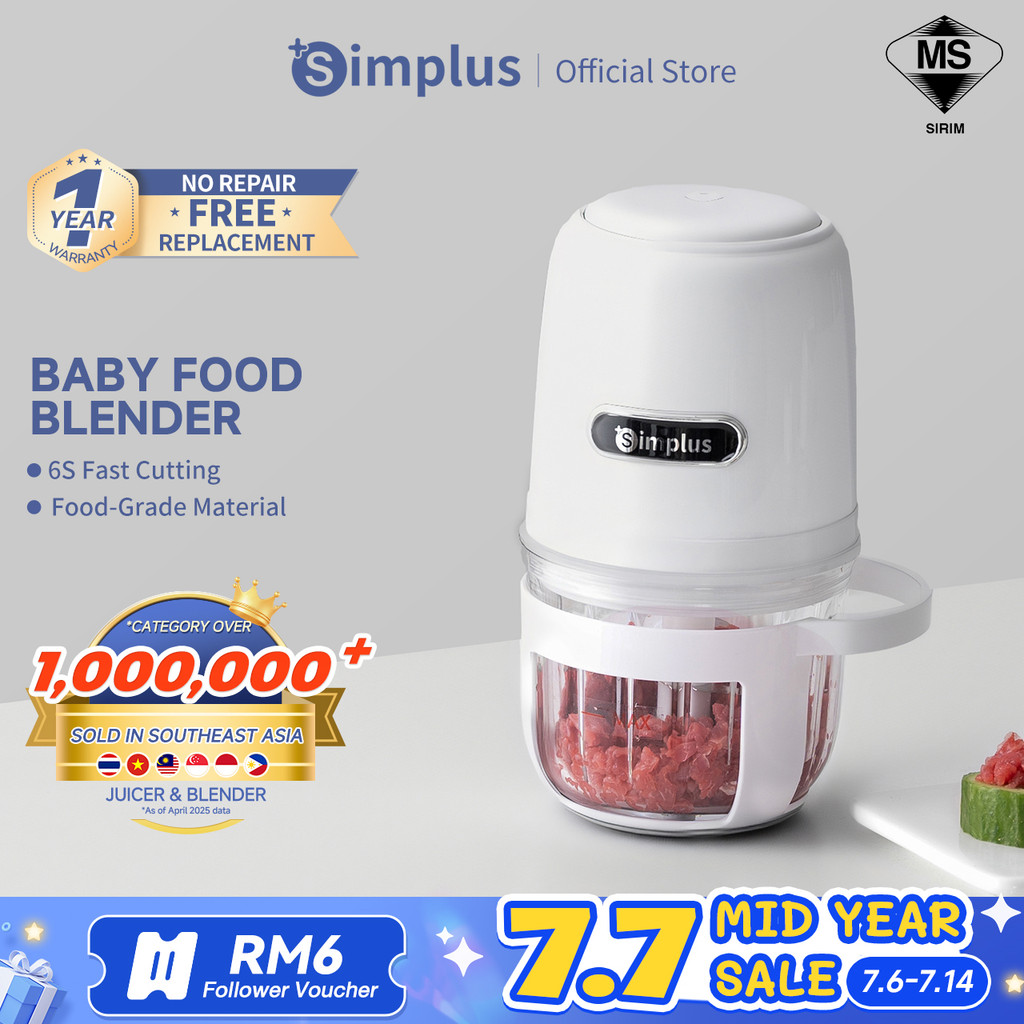 Simplus Baby Food Processor 0.3L Mini 304 Stainless Steel 200W Powerful Motor Meat Grinder Blender Elektrik Pengisar