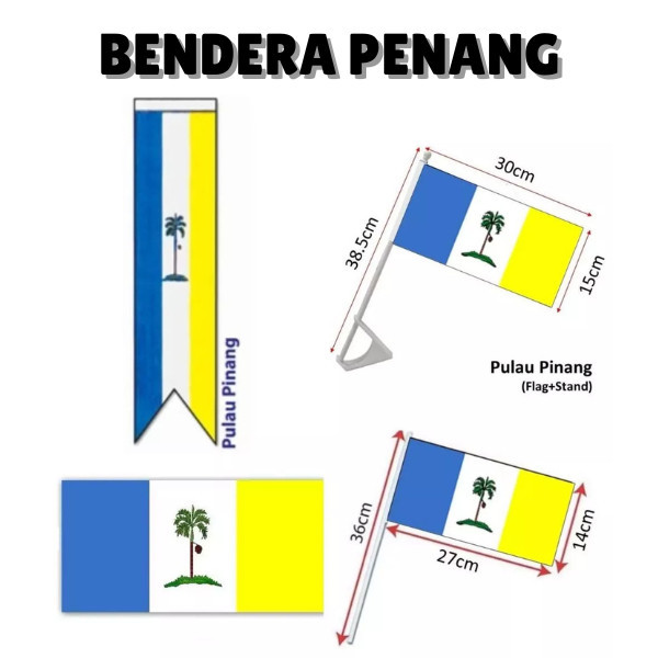 【Joymall】Bendera Penang Hand Flag / Spring Flag / Car Flag / Bunting Bunch Flag Pulau Pinang / 2x4ft 3x6ft 2x8ft