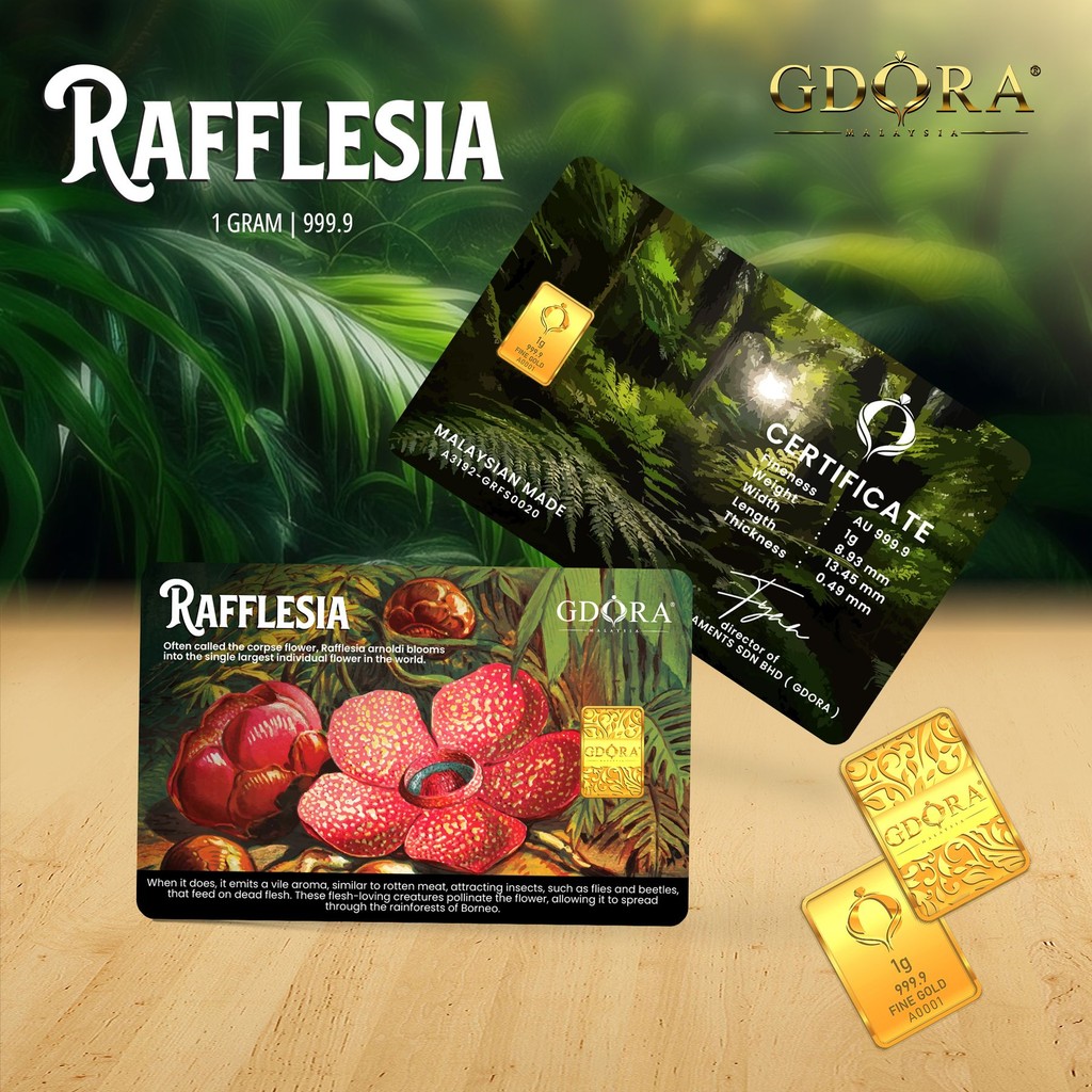 GDORA Gold Bar 1.00gram '' Rafflesia '' 999.99