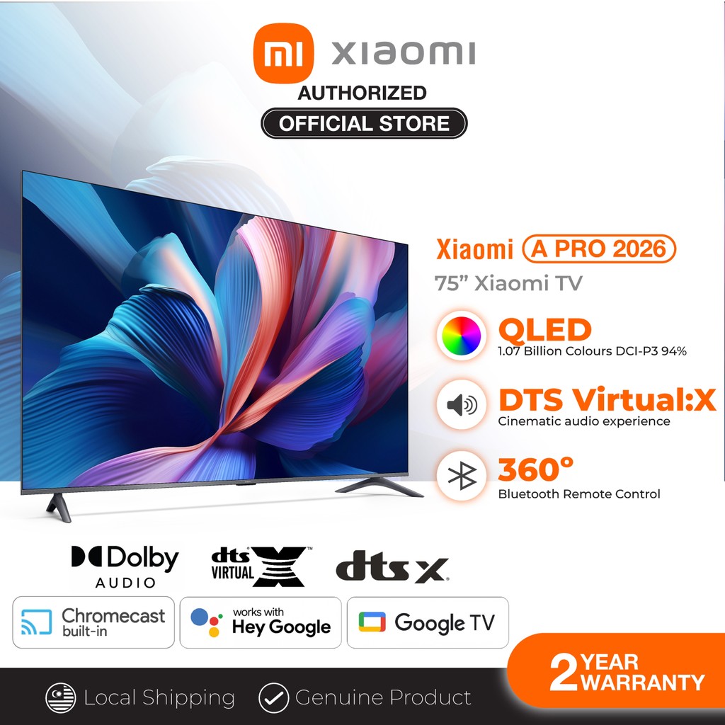 NEW Xiaomi TV A Pro 2026 Version 75" 4K QLED | 120Hz Refresh Rate | Dolby Audio DTS:X | Sleek Metal Ultra-Thin Bezel