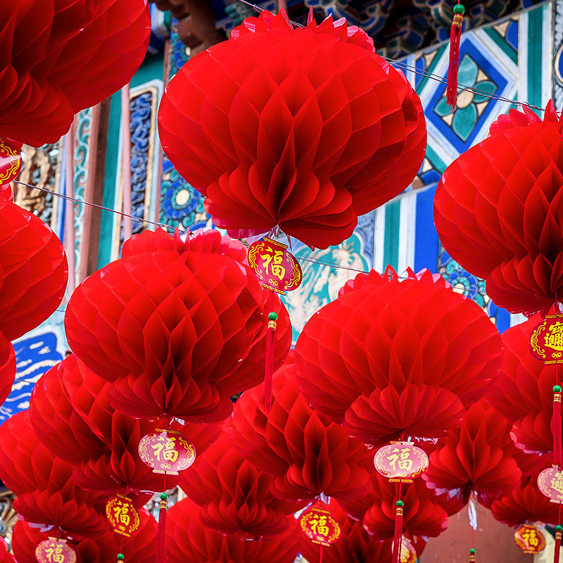 Waterproof CNY Lantern Decor 2025 Red Paper Lantern Hanging for Indoor Outdoor House Party | 纸灯笼