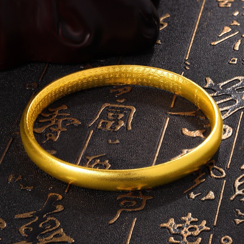 Retro Heritage Alluvial Gold Bracelet Female Special-Interest Design Closed Mouth Increased Gold Plating24KGold Jewelry Xiaohongshu Hot Salecxblabahua.my9.11