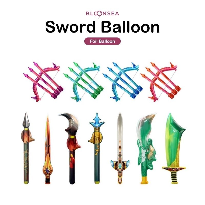 Sword Balloon Foil Aluminum Toy Knife Stick Props Game Weapon Inflatable Crescent Pirate Samurai Mosaic Roblox Plaid Diy