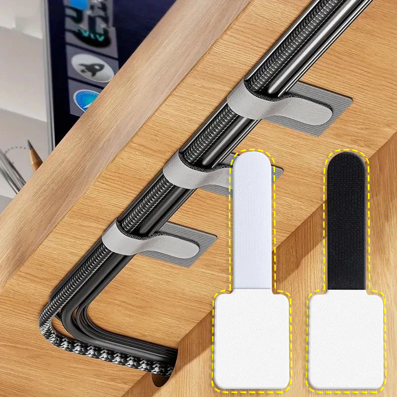 【READY STOCK】New 20Pcs Cable Ties Reusable Fastening Wire Organizer Cord Rope Holder Self Adhesive Adjustable Cord Organizer Straps Desk Management