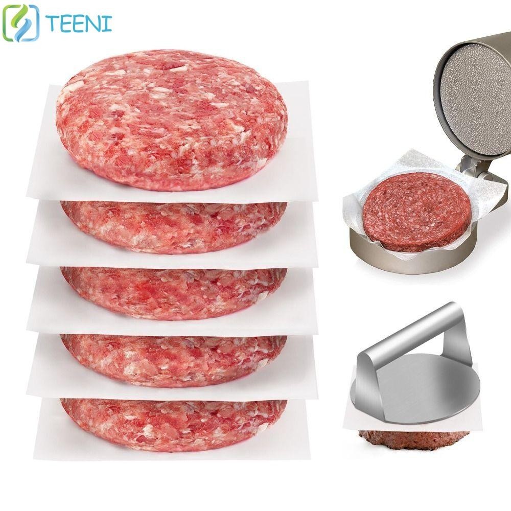 TEENI 200Pcs Hamburger Patty Paper, White Square/Round Sheets Parchment Papers, Burger Patty Maker Non Stick Disposable Candy Wrappers Wax Paper Sheets Ground Beef