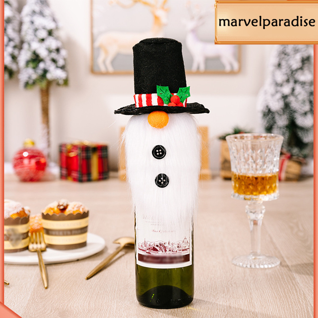 1/2/3/5 Merry Christmas Wine Bottle Cover White Beard Party Atmospheres Decoration Reusable Kitchen Knitting Xmas Table Decor