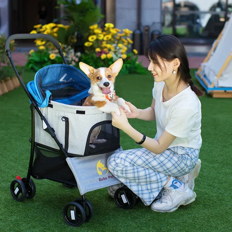 Hot Selling Detachable Pet Stroller Elderly and Disabled Dog Commuting Cart Outdoor Cat and Dog Stroller Convenient Transport