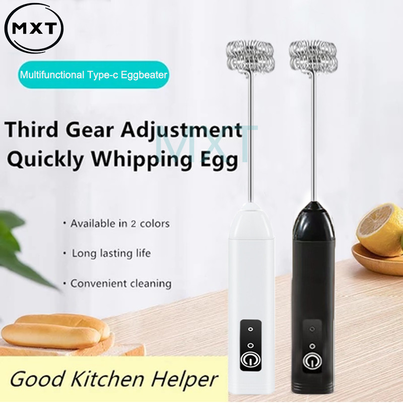 Rechargeable Milk Frother, Handheld Electric Foam Maker Detachable Stainless Steel Blender Beverage Mixer Electric Whisk