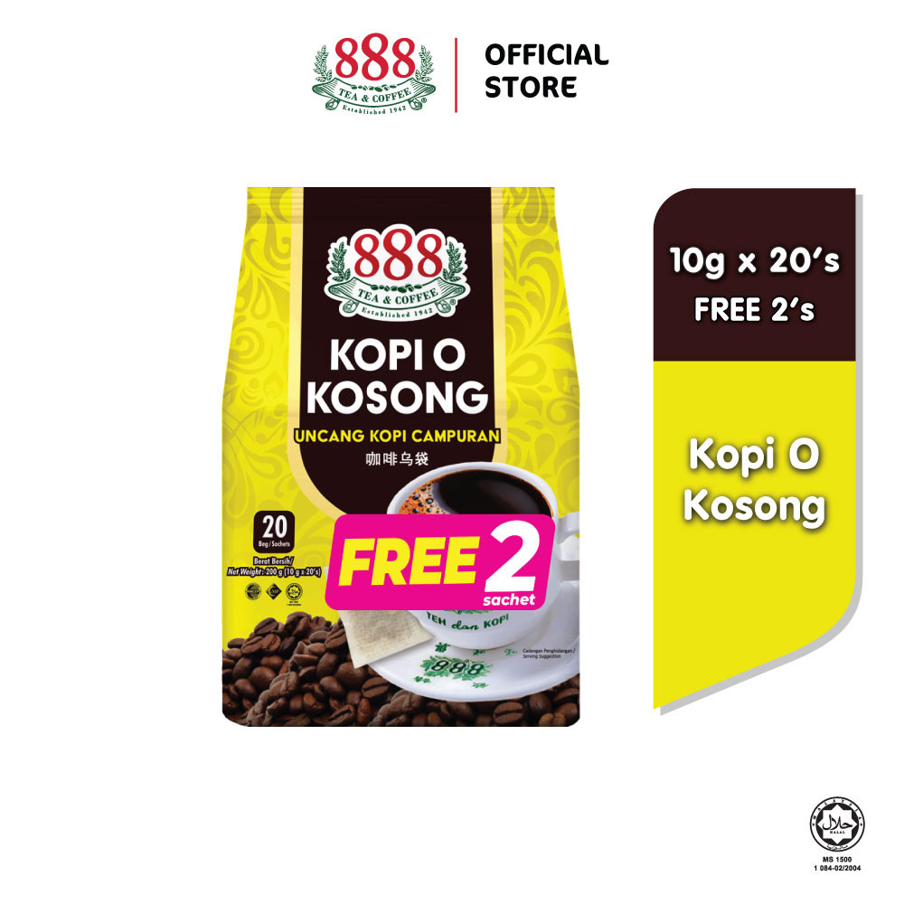 888 Kopi O Kosong (10g x 20 Sachets + FREE 2 Sachet)
