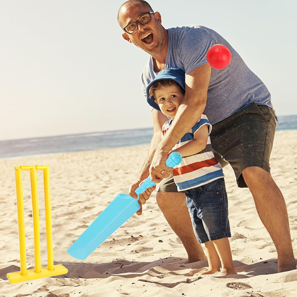 Children Cricket Set, Bat and Ball Beach Wicket Stand Children Cricket Gift Sports Interactive Board Game Cricket Play Toys Cricket Bat Set for Garden Beach