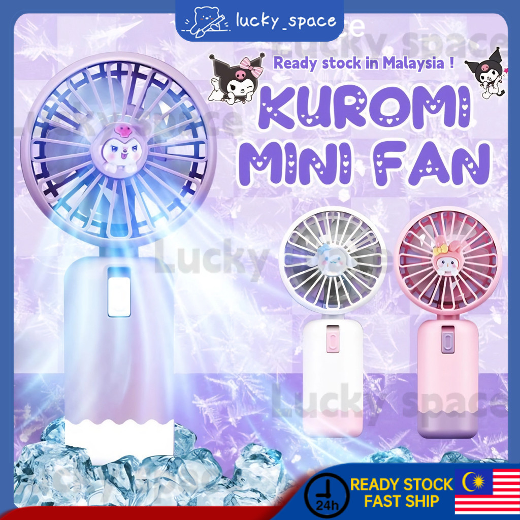 Kuromi Mini Fan Portable USB kids Cinnamoroll Melody Kipas Mini Kipas Tangan Mini Fan Rechargeable Handheld Fan