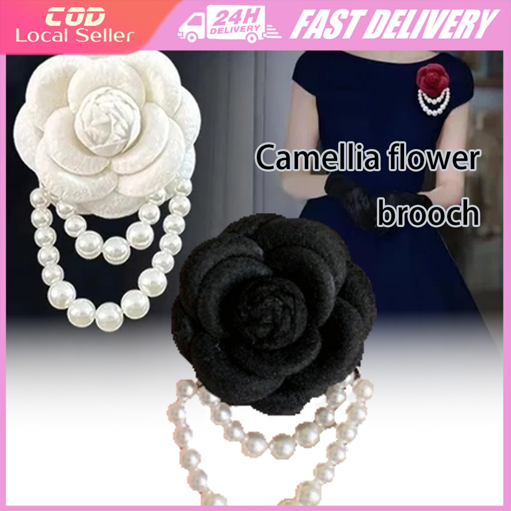 Vintage Pearl Beaded Corsage Camellia Shape Imitation Fabric Pearl Beaded Corsage Girls Fashion Brooch Dress Jewelry 胸针