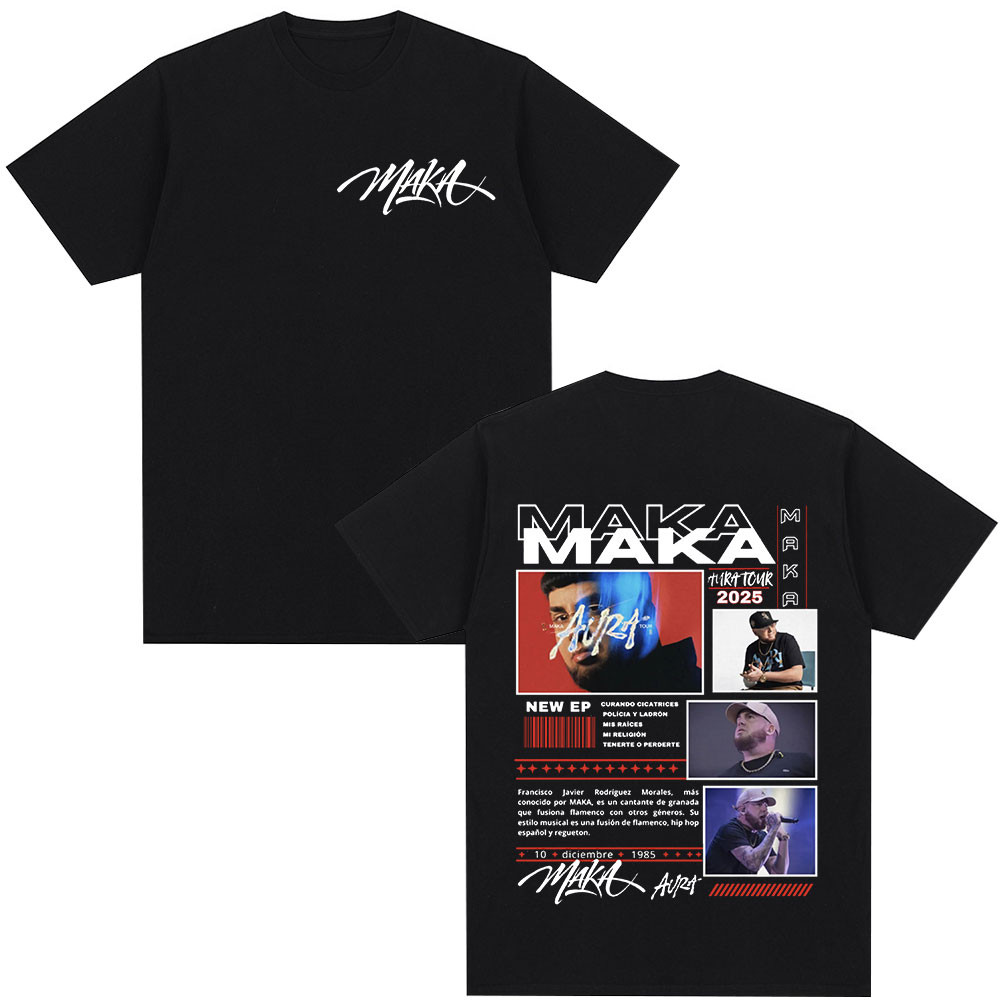 Rapper Maka Aura 2025 Tour Merchandise T-Shirt - Casual Cotton Short Sleeve