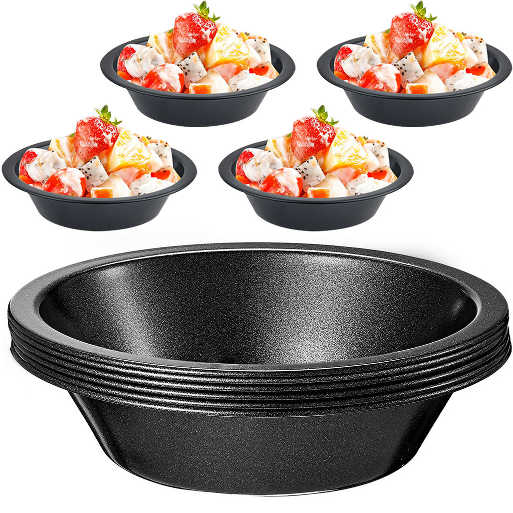 TSqy_ 6Pcs 5-inch Mini Pie Pan Nonstick Food Grade Carbon Steel Dishwasher Oven Safe Round Baking Dessert Cake Tart Dish Plate Kitchen Supplies