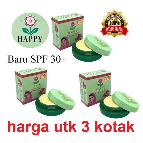 {newest stock} Happy Facial Cream Sunblock Spf30+ PA++ 3.5g 3 kotak