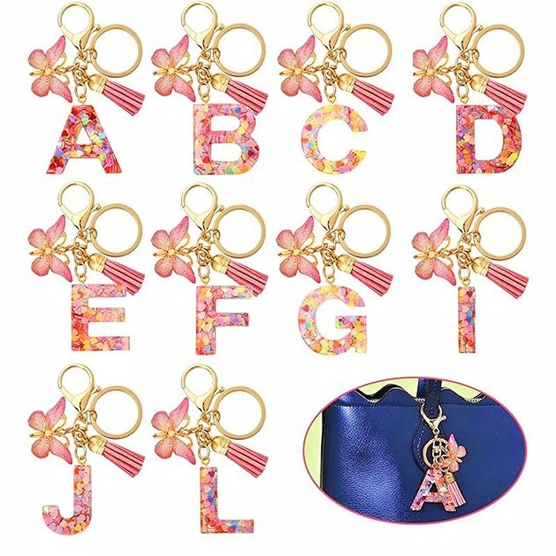 A-Z Initial 26 Letters Name Keychain Personalized Key Chain Decorative Handbag Bag Decoration Alphabets Gifts