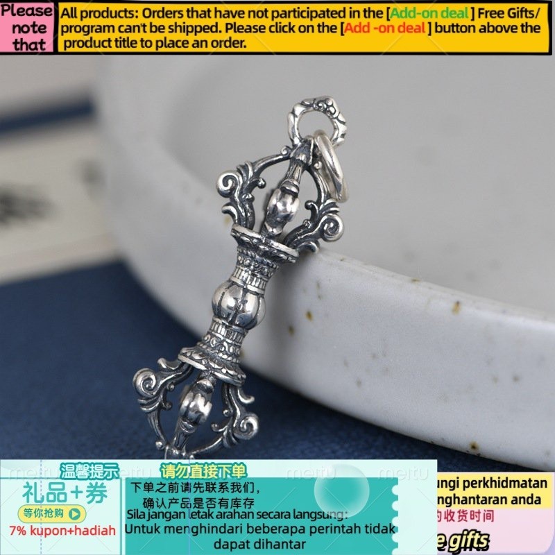 Get gifts/QGolden Deer King S925Silver Vintage Thai Silver Craft Vajra Handmade Pendant Accessories for Men and Women T