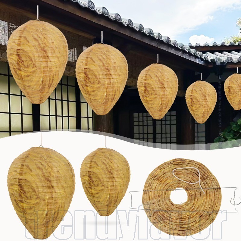 Hanging Fake Wasp Nest Decoy - Waterproof, Realistic - Hornet Fly Catcher - Insect Beehive Paper - Beehive Lantern - Hornets Repellent Traps - Courtyard Decor