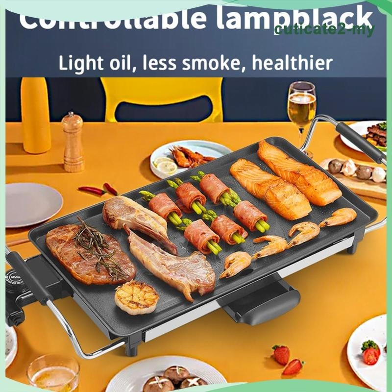 [CuticateddMY] Electric Grill BBQ Household Nonstick Stay Cool Handles Korean Party Indoor Flat Griddle Electric Skillet