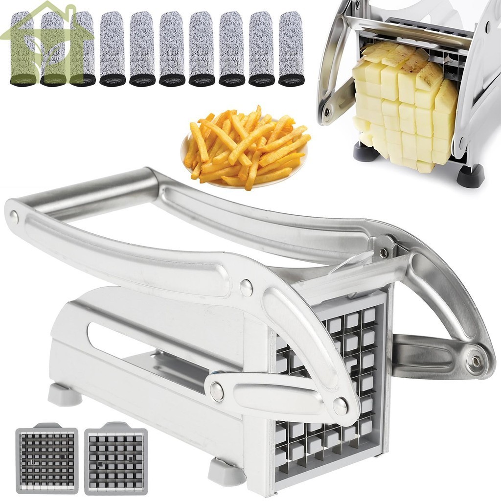 French Fry Cutter Stainless Steel Potato Slicer Fry Cutter with 36 / 64 Holes Spare Blades Dishwasher Safe Chip Cutter Machine with Handle Reusable Potato Chipper SHOPABC1533